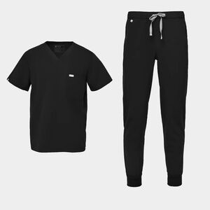 Figs men’s black scrub set Leon scrub top Tansen jogger scrub pants size small